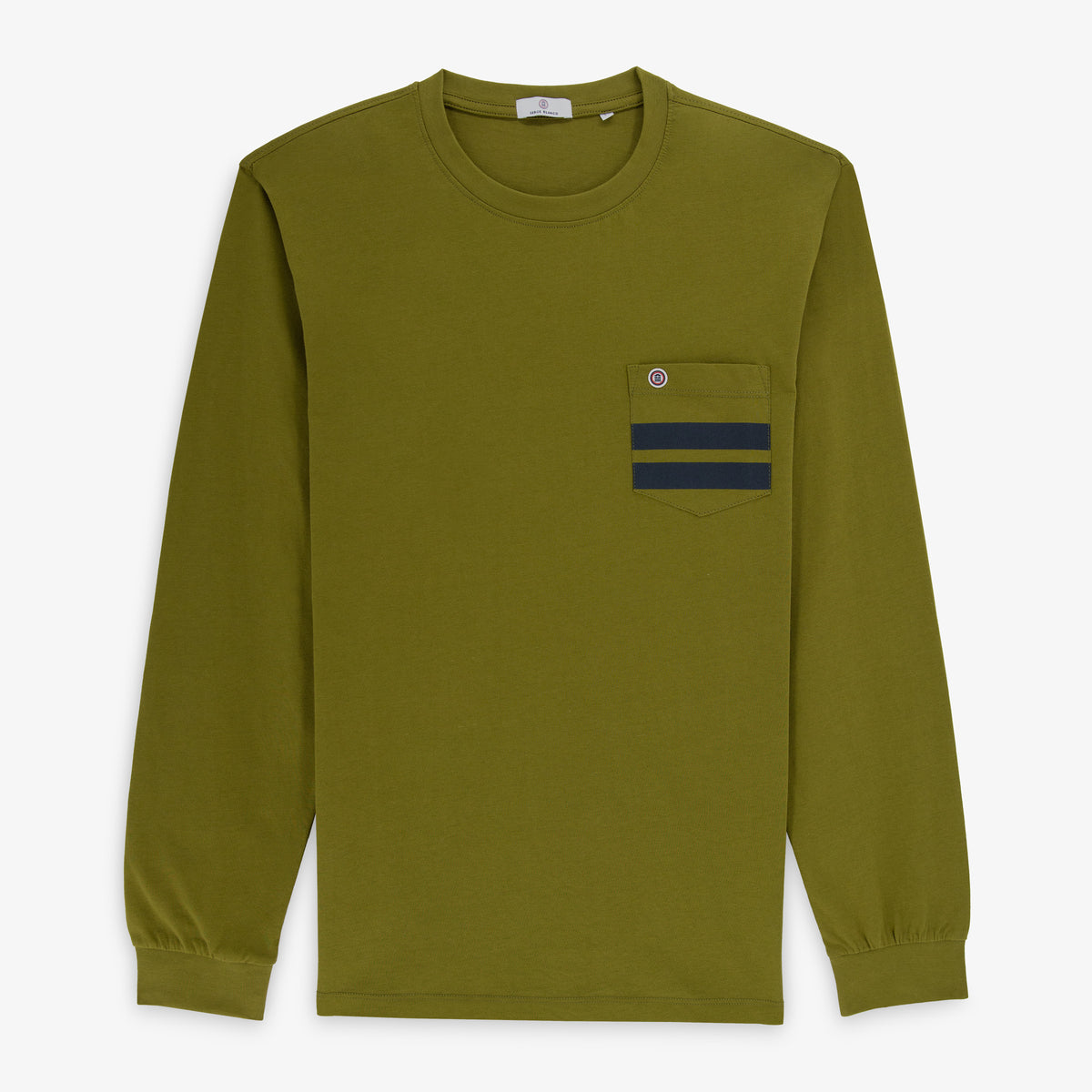 Langärmliges T-Shirt aus bronzefarbener Baumwolle mit Brusttasche