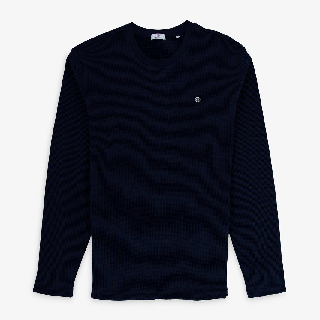 T-shirt manches longues Telo en coton gaufré bleu marine