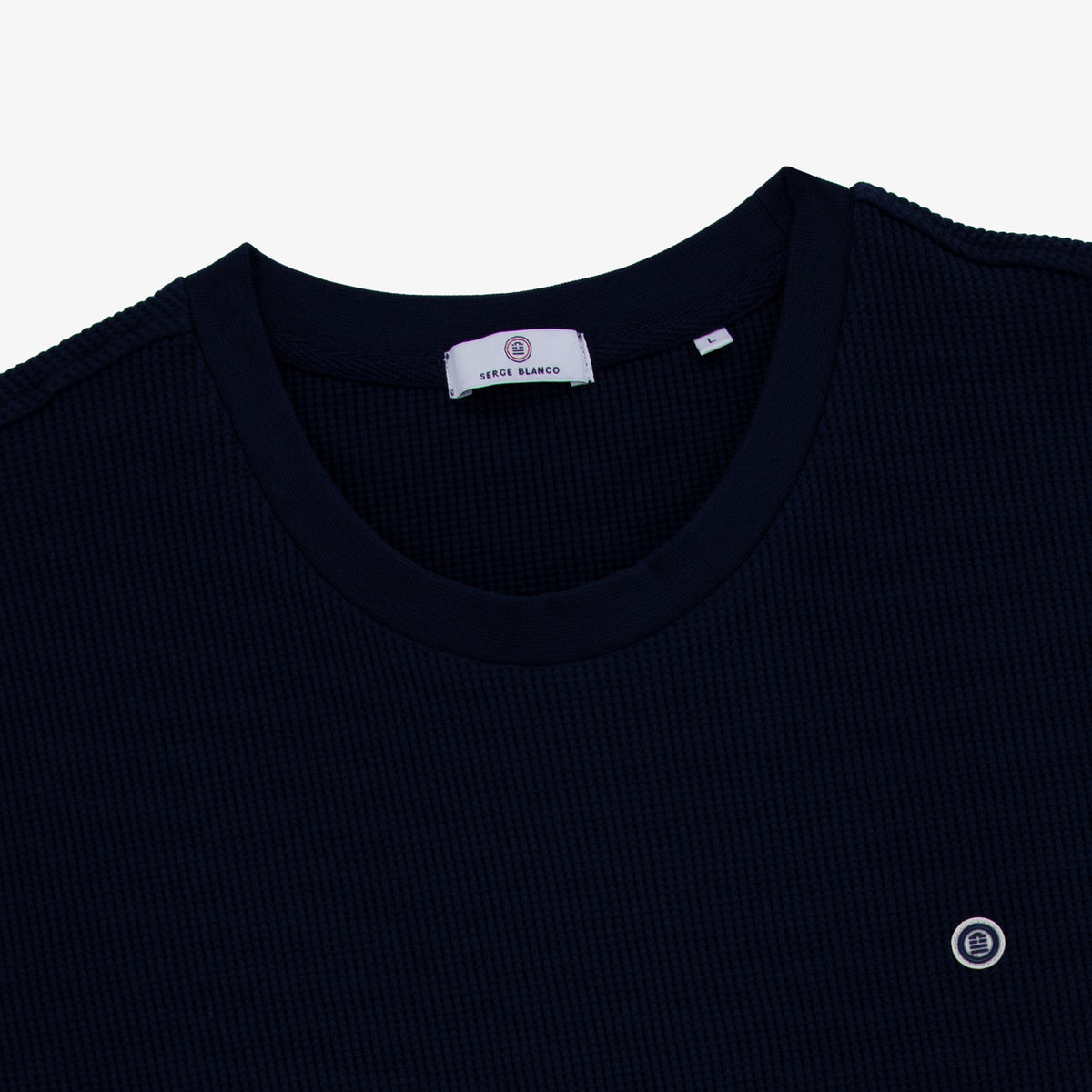 T-shirt manches longues Telo en coton gaufré bleu marine