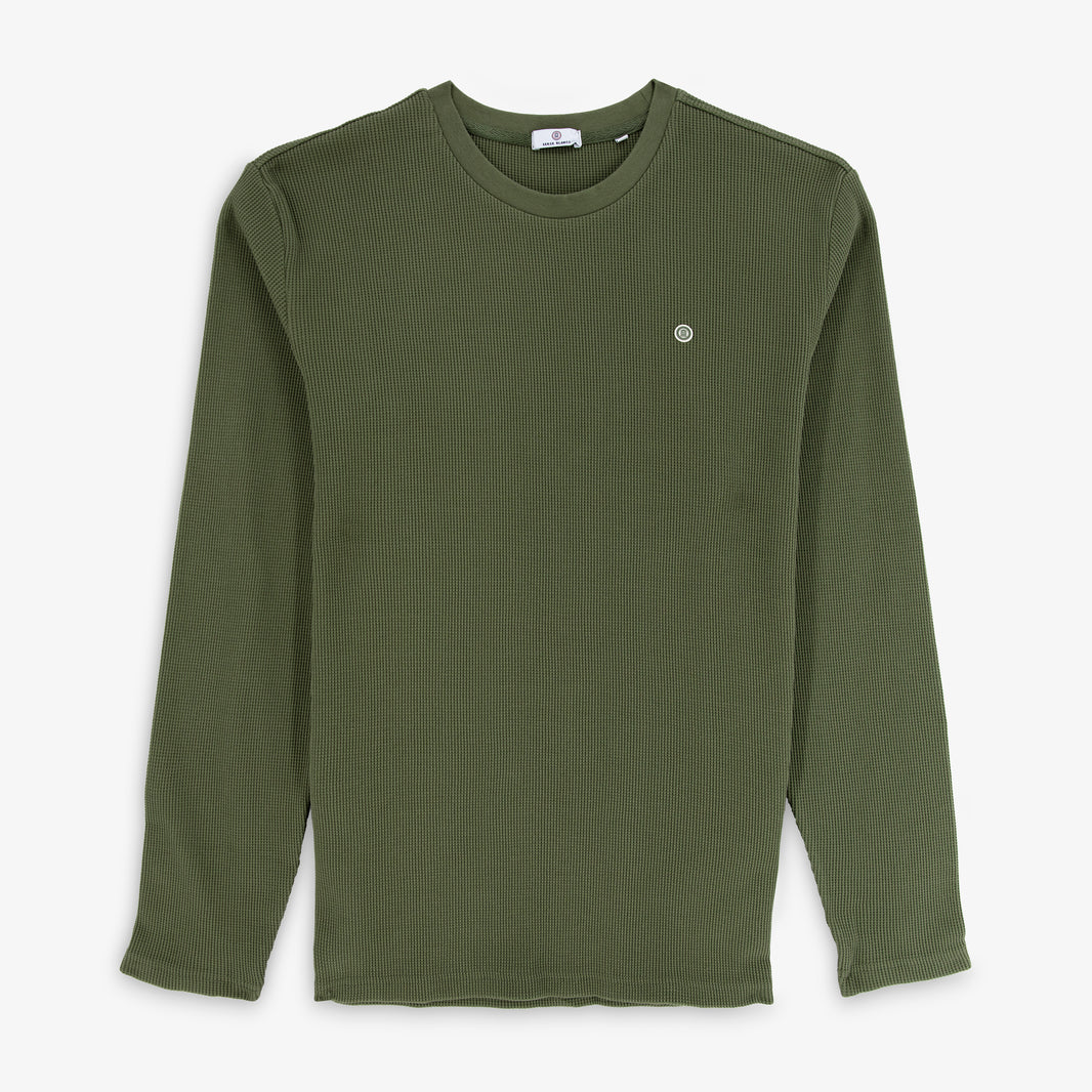 T-shirt manches longues Telo en coton gaufré kaki