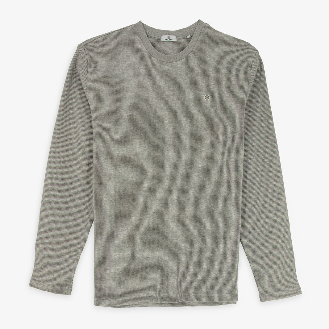 T-shirt manches longues Telo en coton gaufré gris chiné