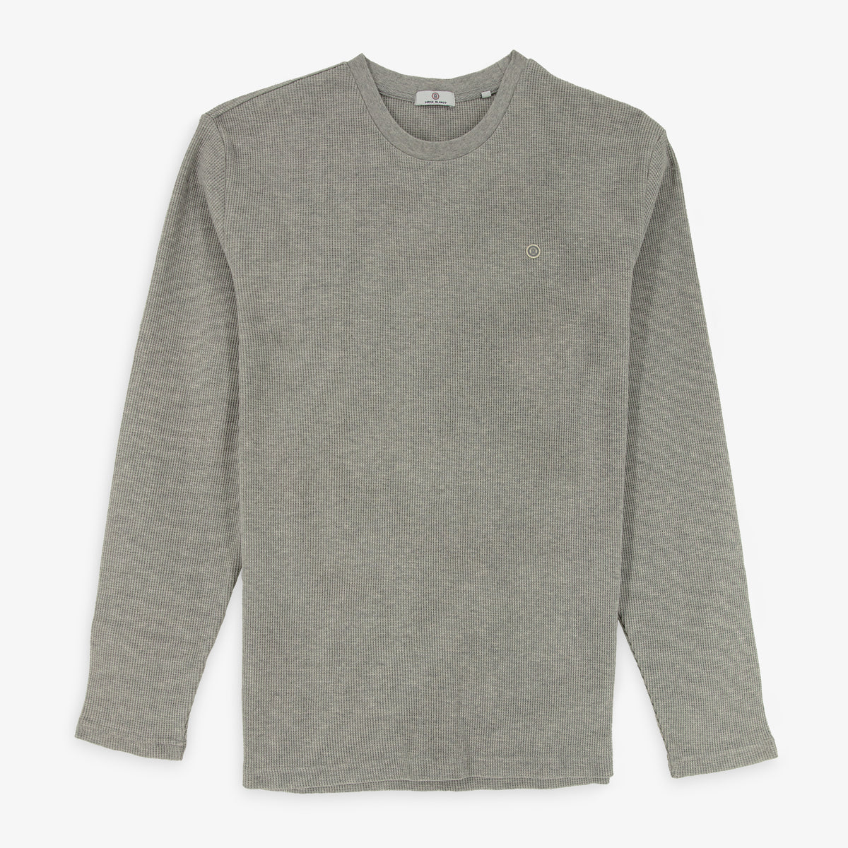 T-shirt manches longues Telo en coton gaufré gris chiné