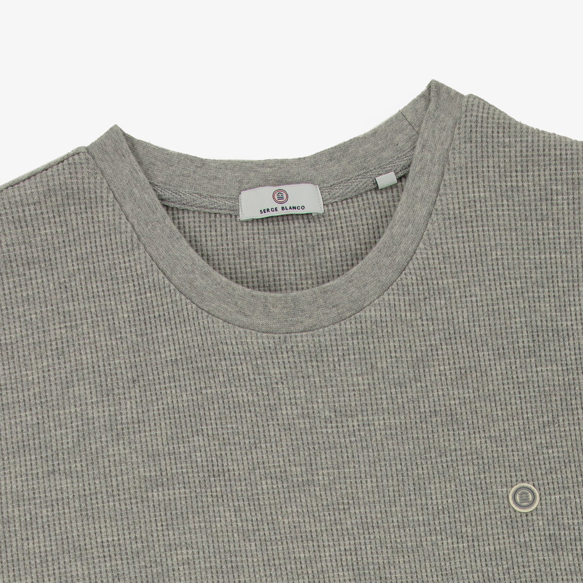 T-shirt manches longues Telo en coton gaufré gris chiné