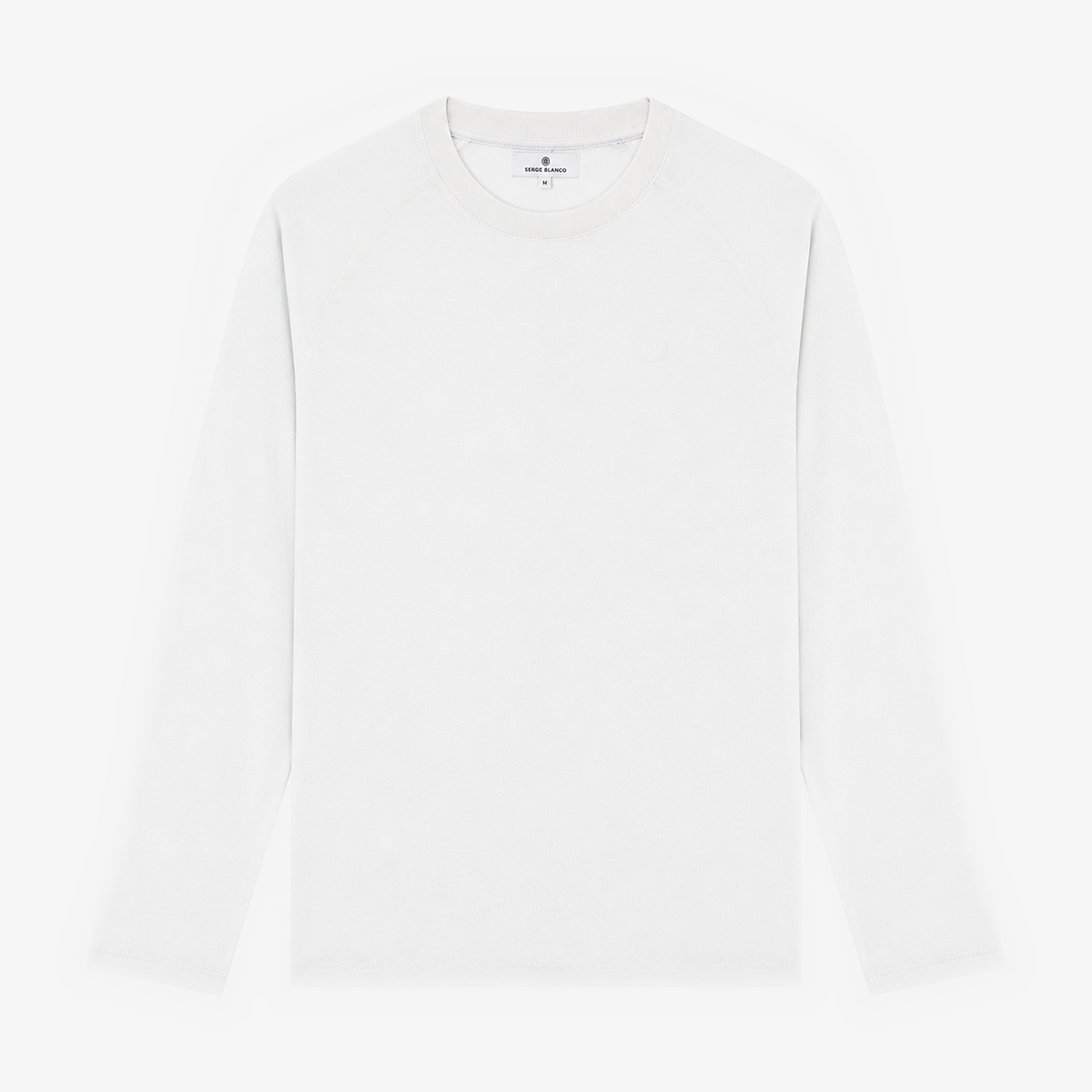 T-shirt manches longues col rond coton blanc