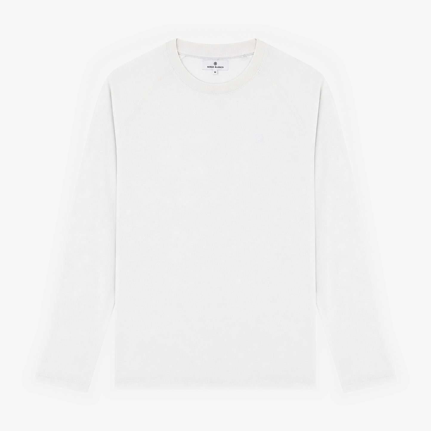T-shirt manches longues col rond coton blanc