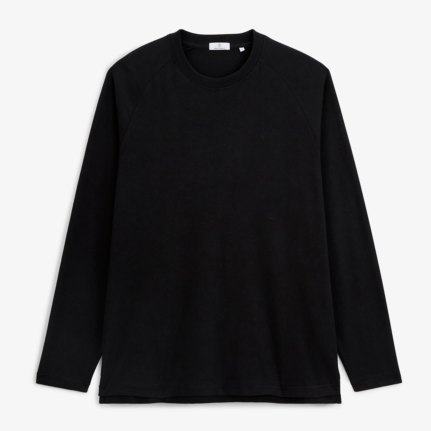 T-shirt manches longues col rond coton noir