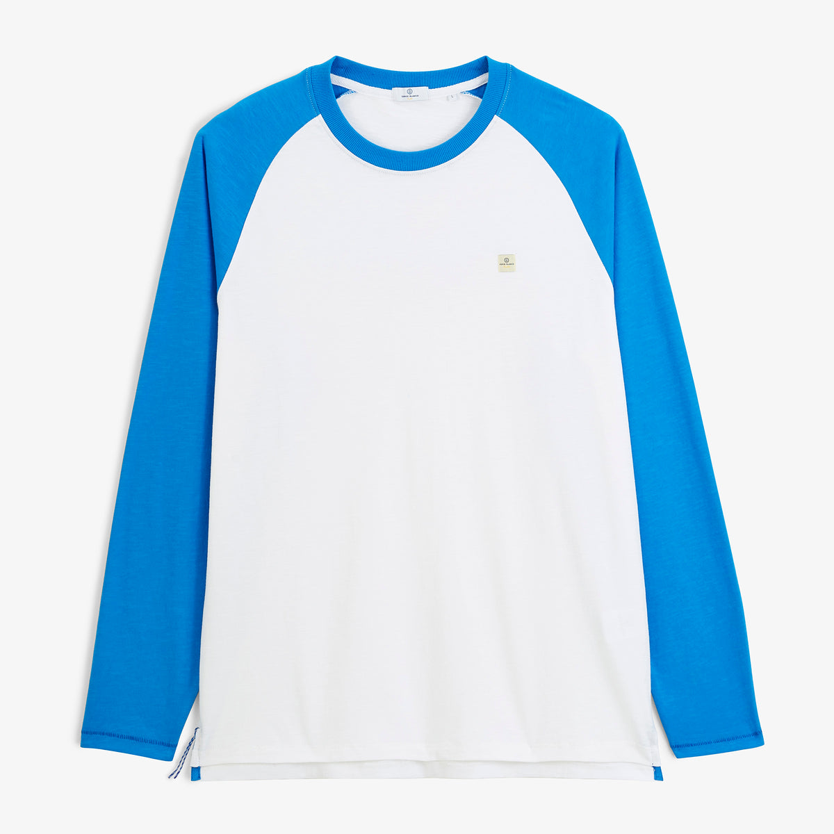 T-shirt manches longues col rond imprimé Play blanc et bleu roi