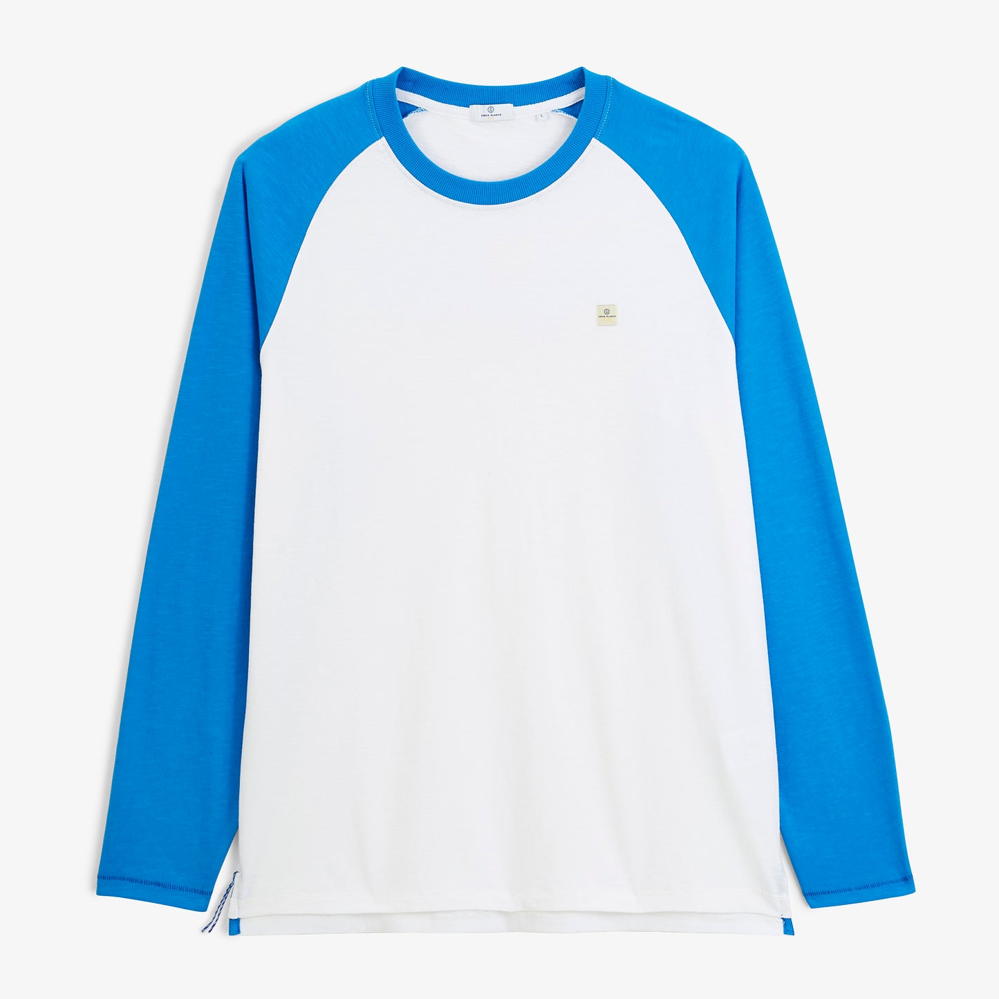 T-shirt manches longues col rond imprimé Play blanc et bleu roi