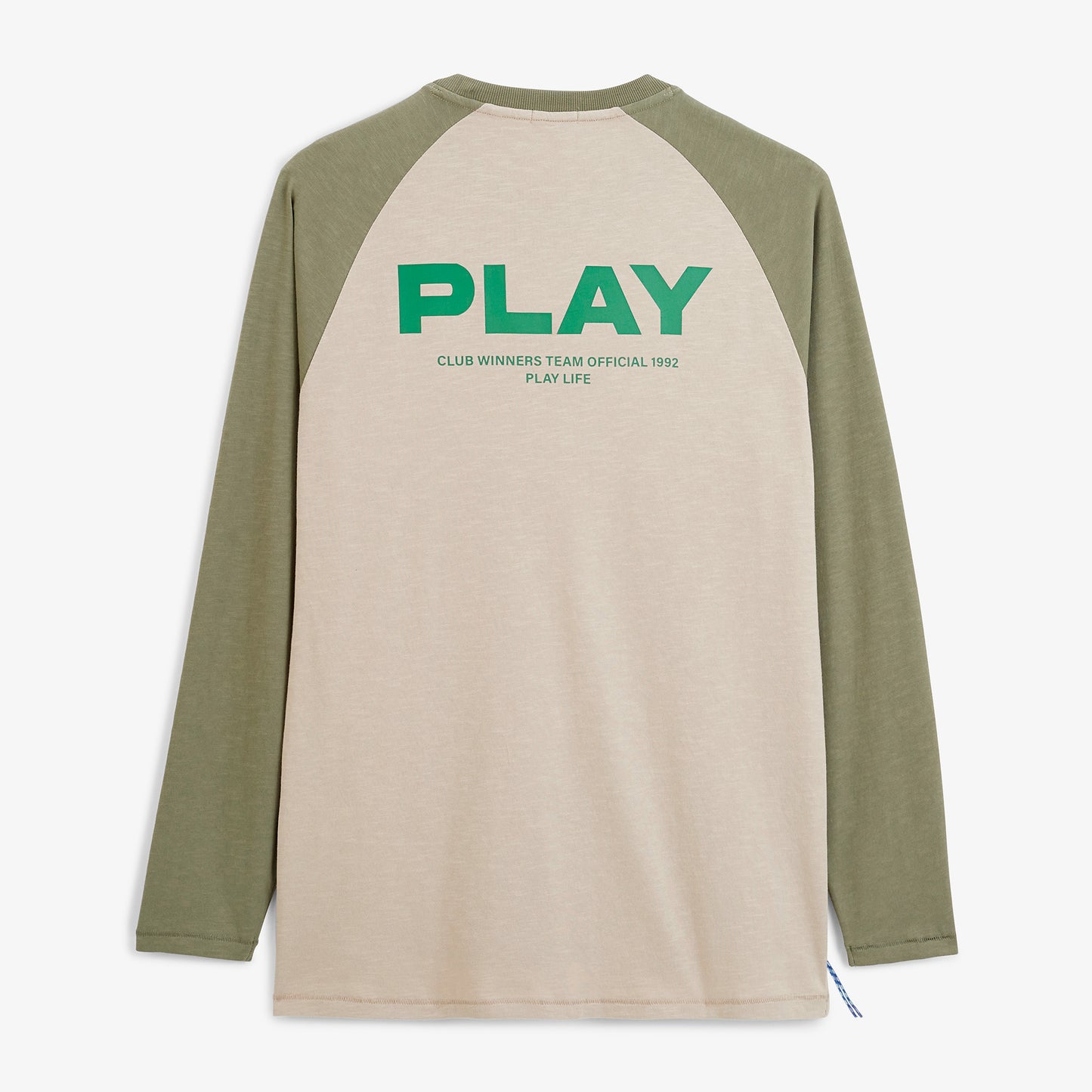 T-shirt manches longues col rond coton imprimé Play beige et kaki