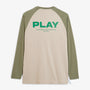 T-shirt manches longues col rond coton imprimé Play beige et kaki