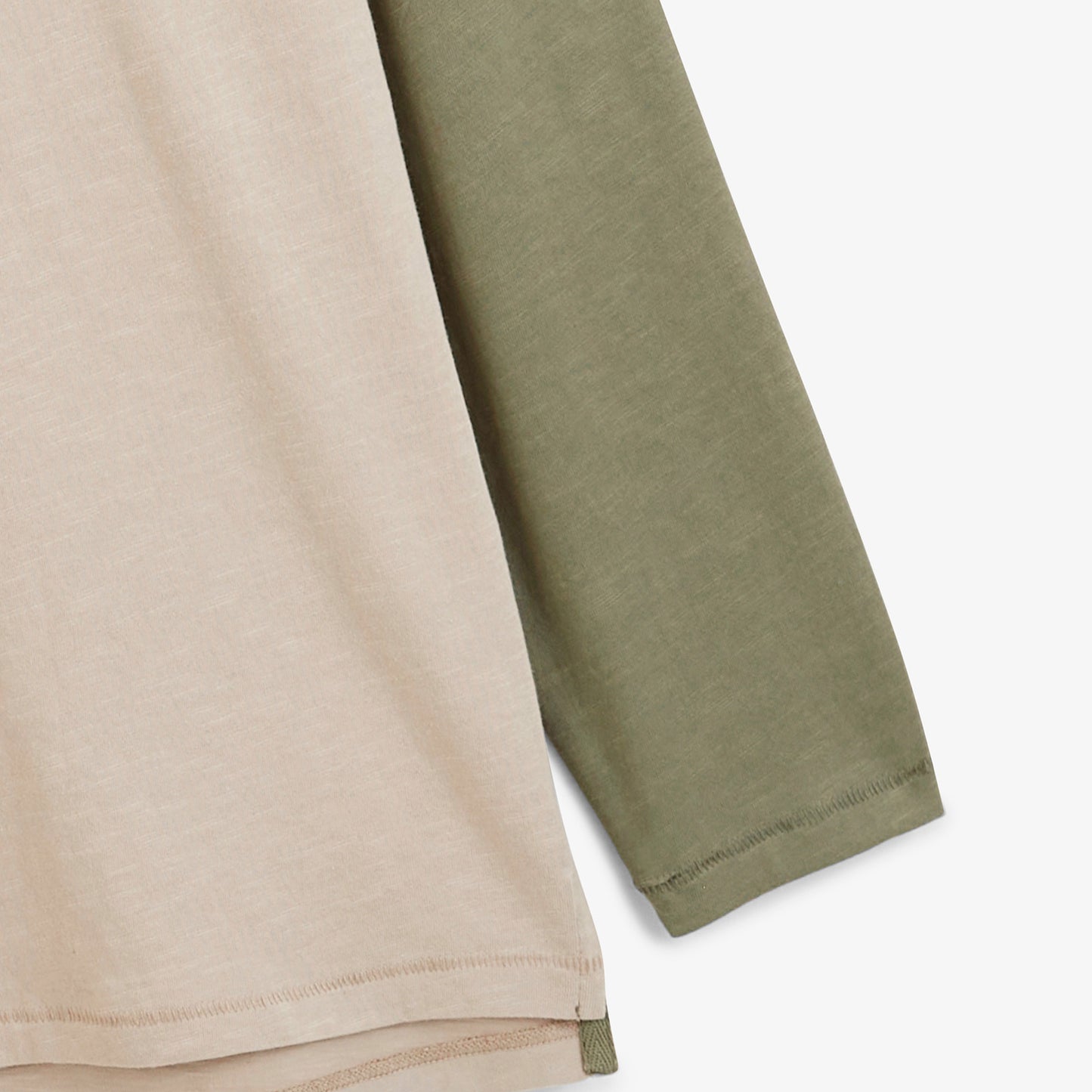 T-shirt manches longues col rond coton imprimé Play beige et kaki