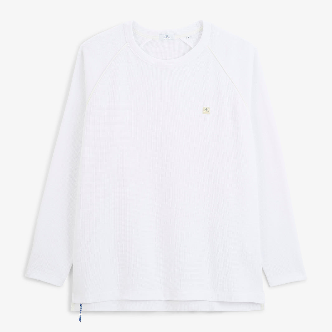 T-shirt manches longues coton gaufré col rond blanc SBPLAY