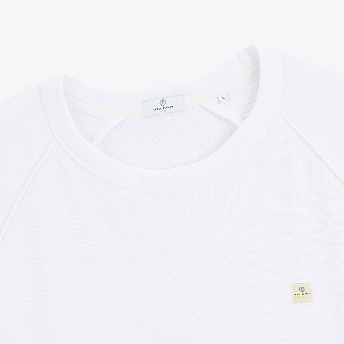 T-shirt manches longues coton gaufré col rond blanc SBPLAY