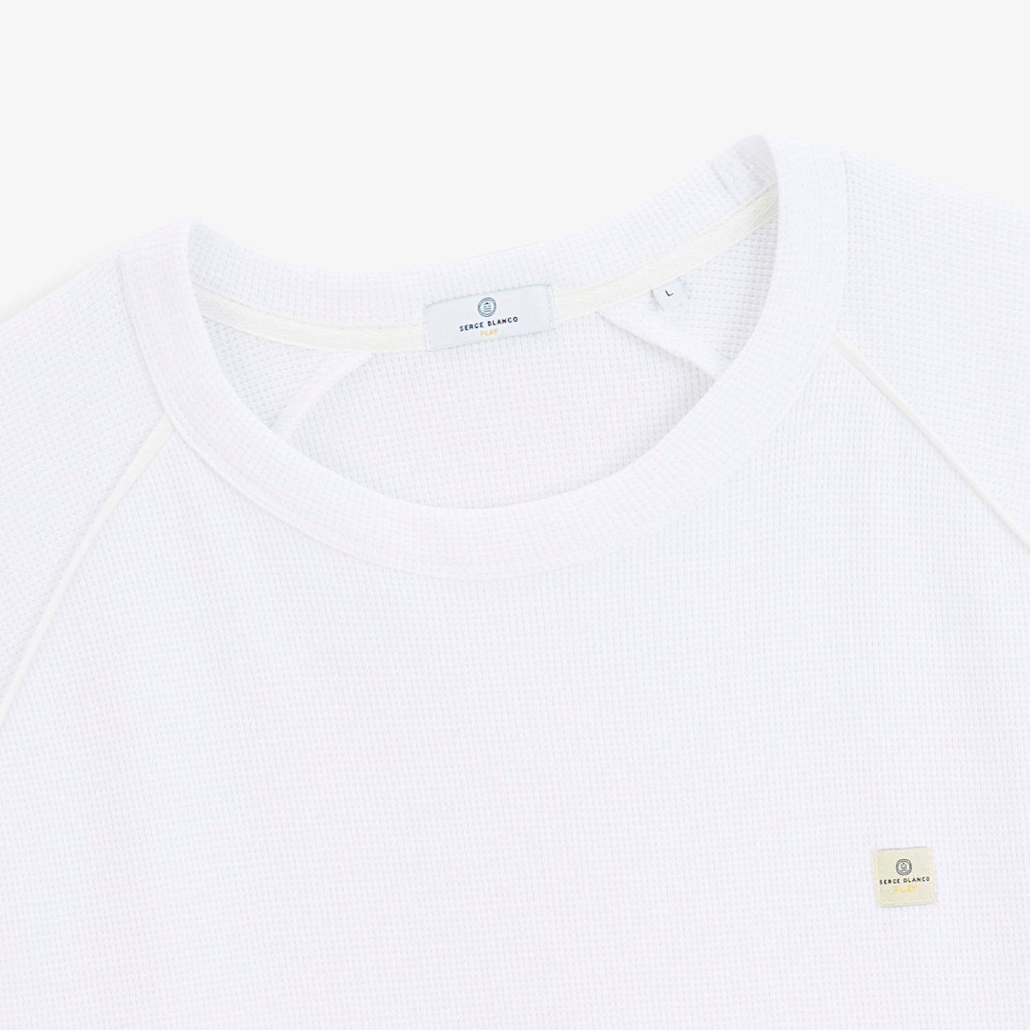 T-shirt manches longues coton gaufré col rond blanc SBPLAY