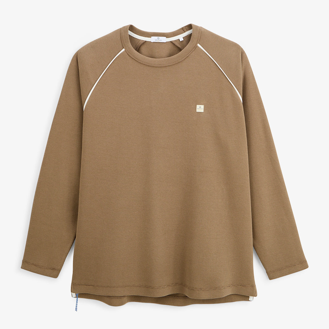 T-shirt manches longues col rond coton gaufré marron cachemire SBPLAY