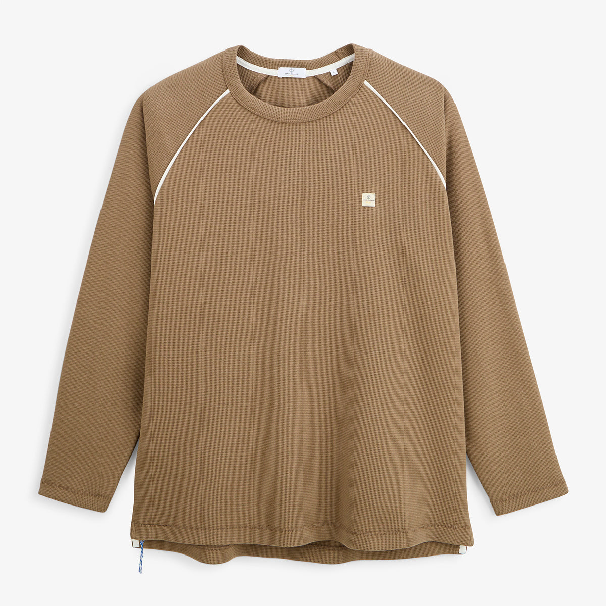 T-shirt manches longues col rond coton gaufré marron cachemire SBPLAY