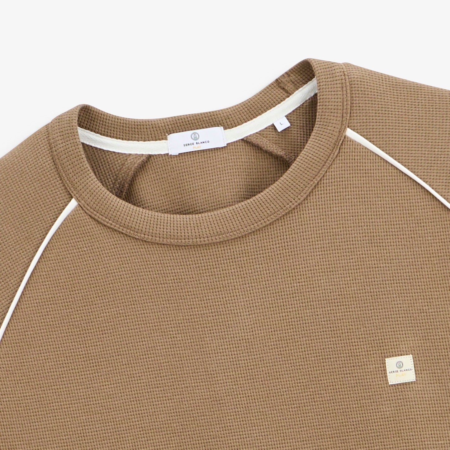 T-shirt manches longues col rond coton gaufré marron cachemire SBPLAY