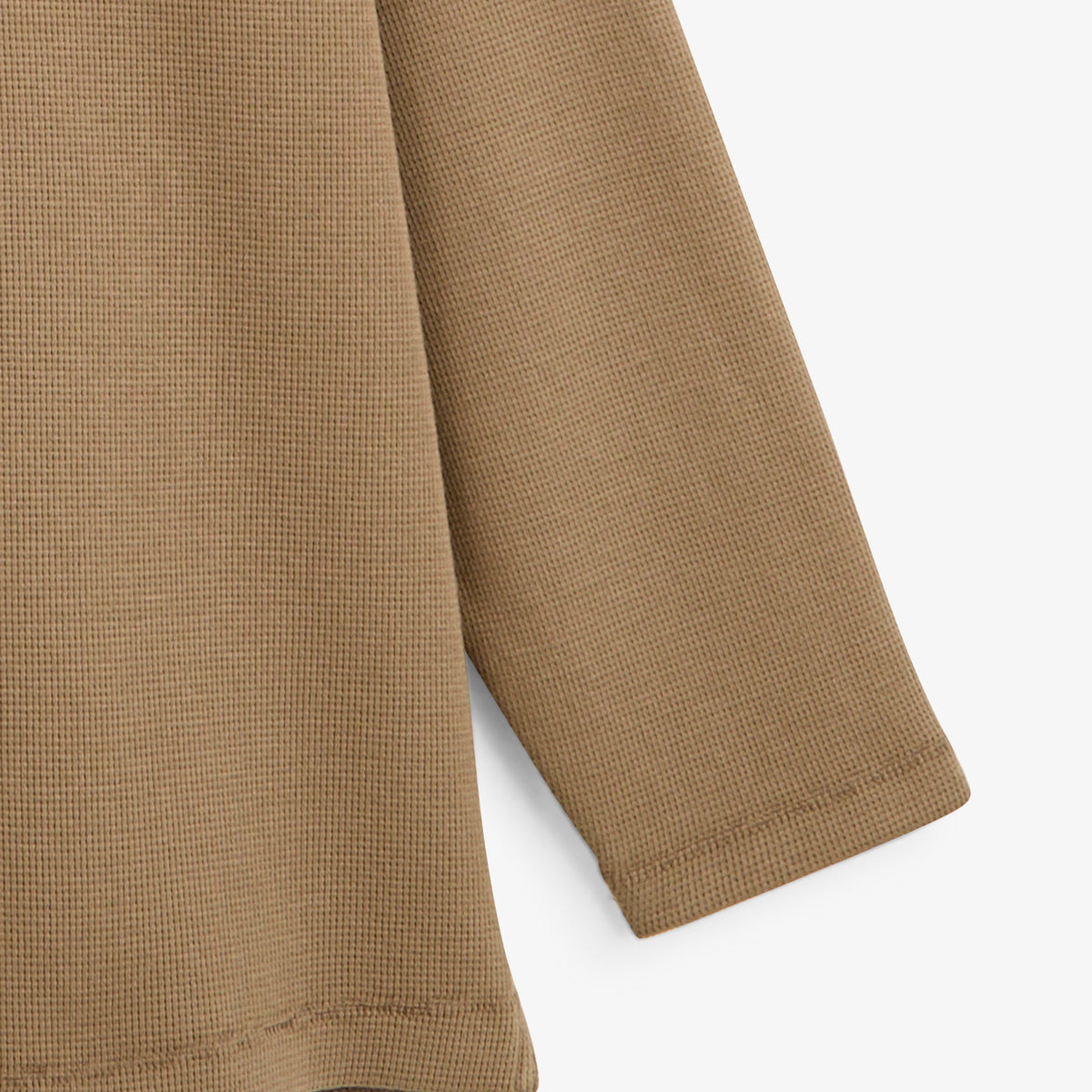 T-shirt manches longues col rond coton gaufré marron cachemire SBPLAY