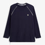 T-shirt manches longues col rond coton gaufré bleu marine SBPLAY