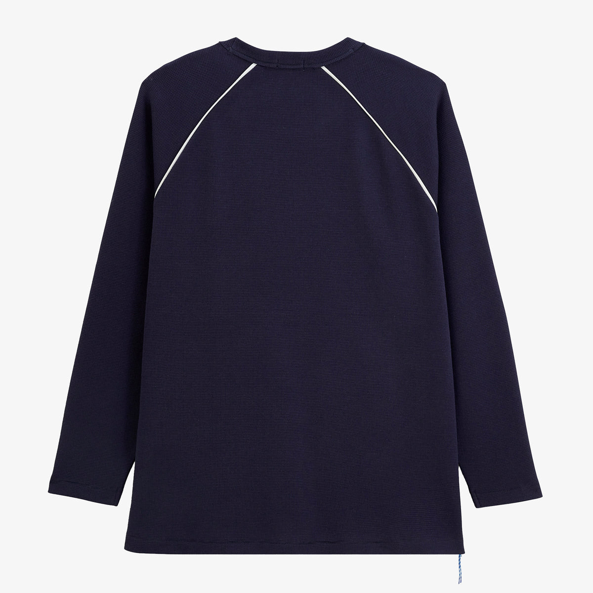T-shirt manches longues col rond coton gaufré bleu marine SBPLAY
