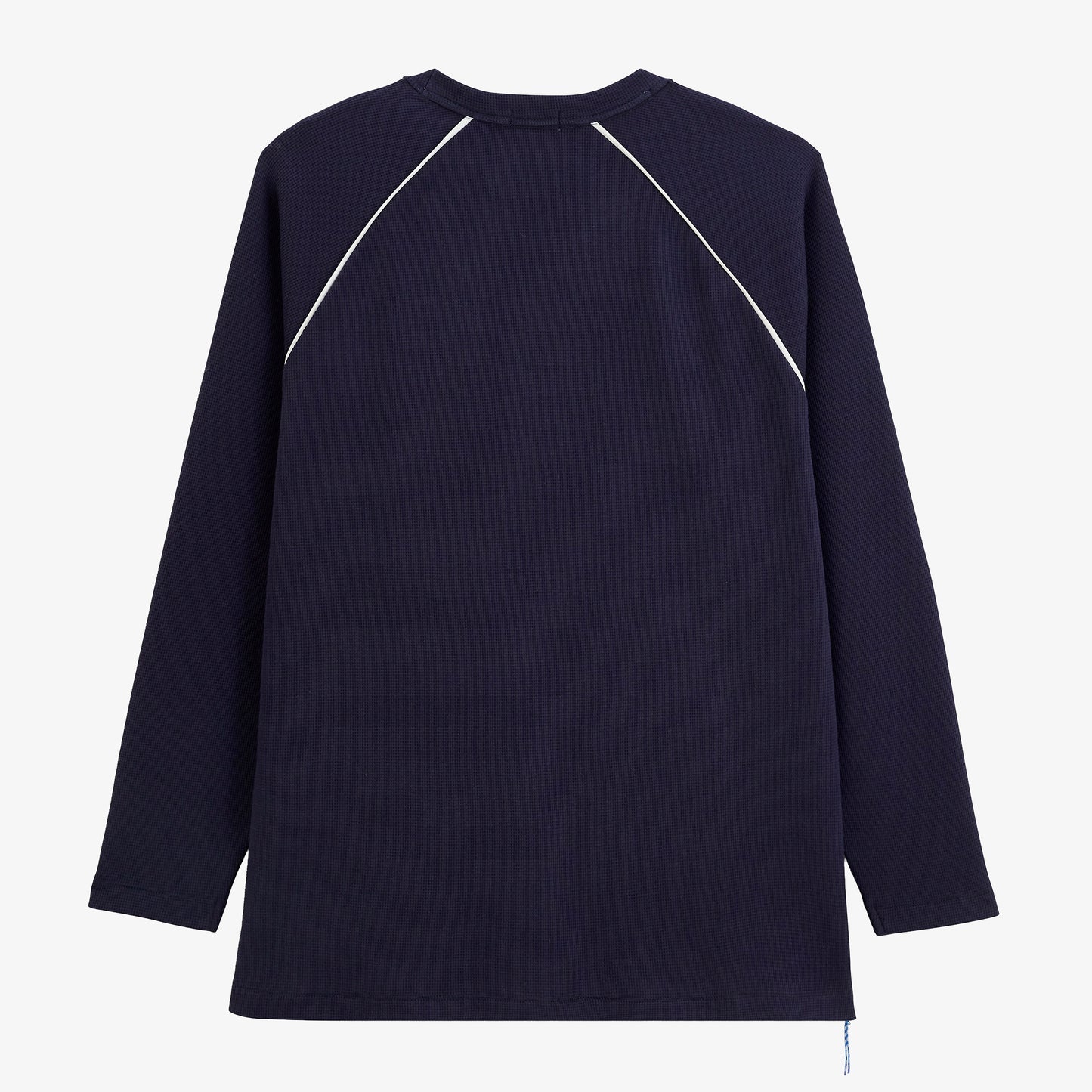 T-shirt manches longues col rond coton gaufré bleu marine SBPLAY