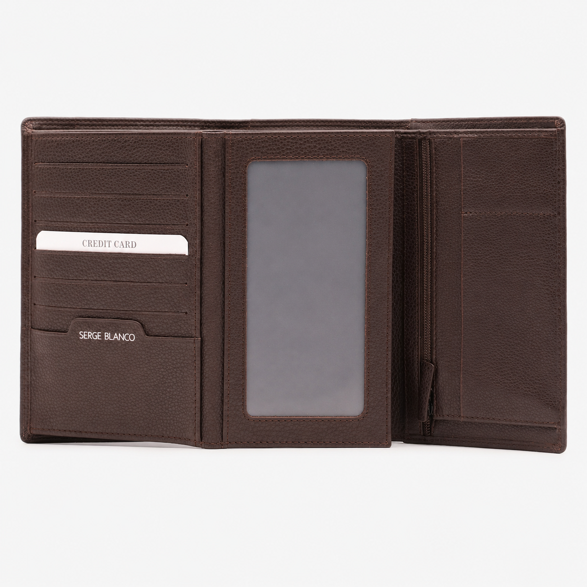 Portemonnee met klepjes van chocoladebruin leer, model Vancouver