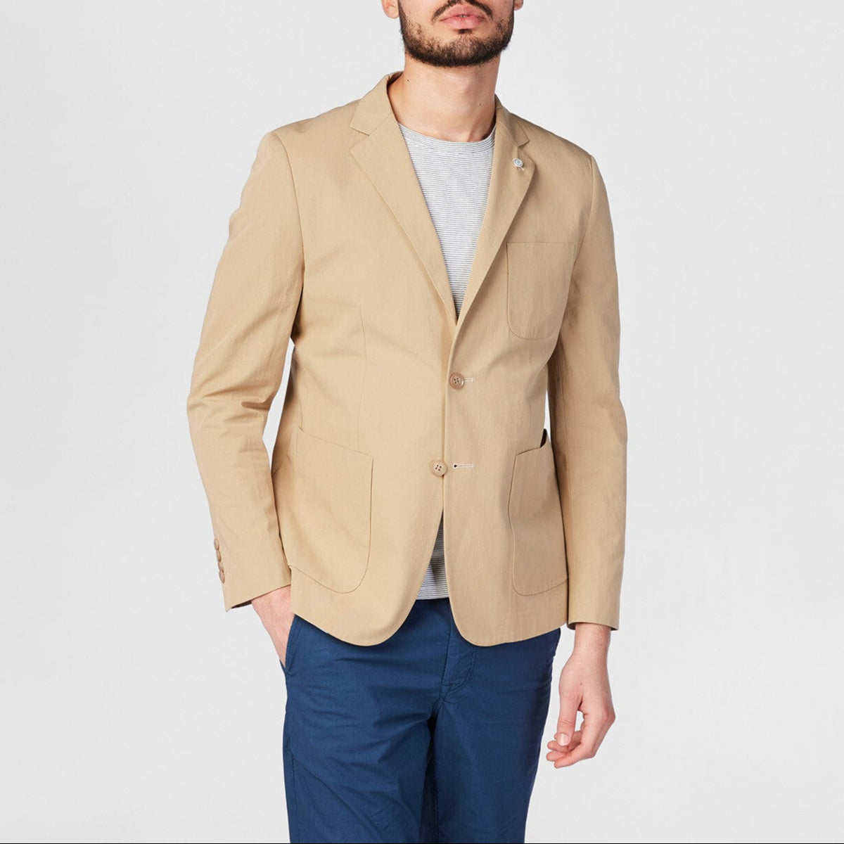 Veste blazer Simon beige mastic en coton homme serge blanco
