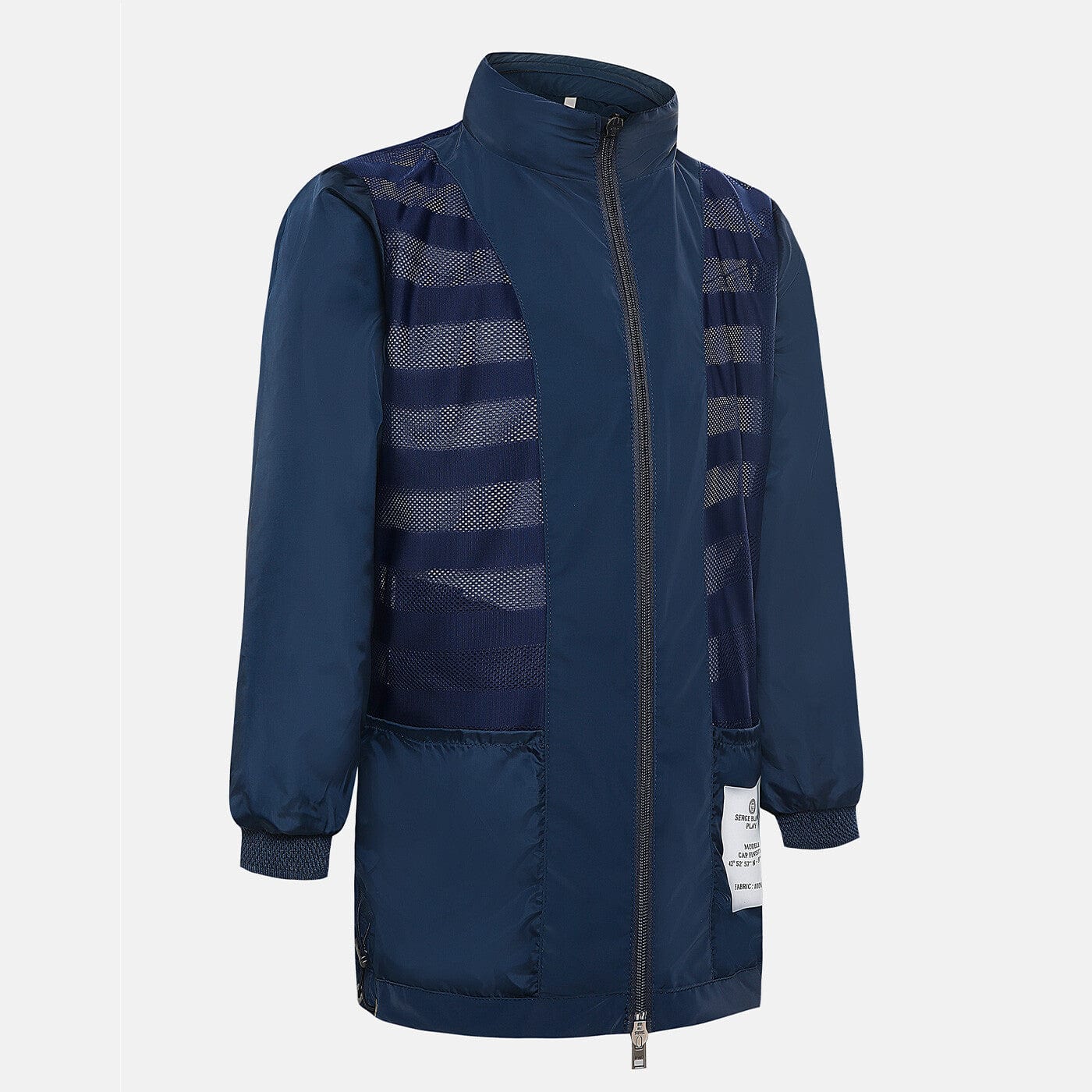 Veste longue coupe-vent garcon bleu marine serge blanco