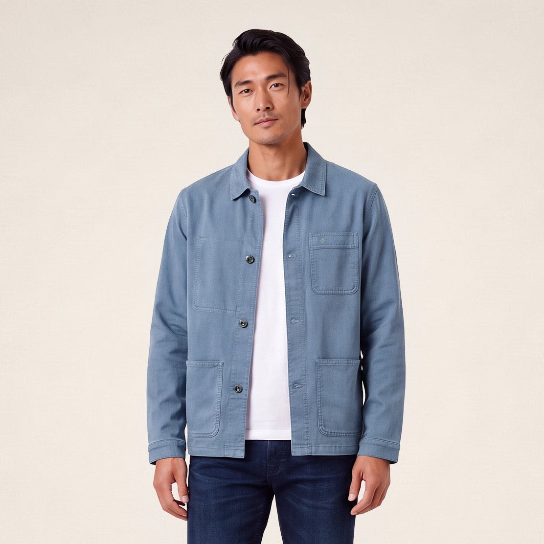 Veste worker Wendel chevron coton bleu lupin