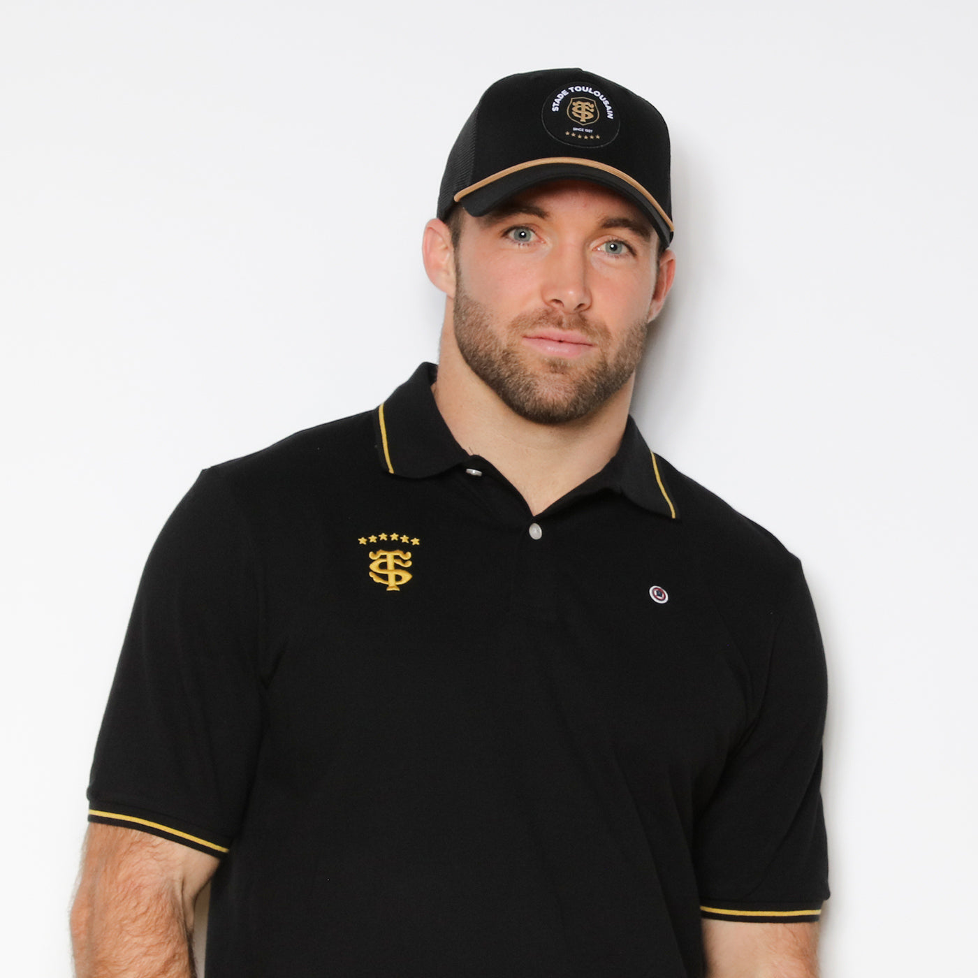 Stade Toulousain black pique polo shirt