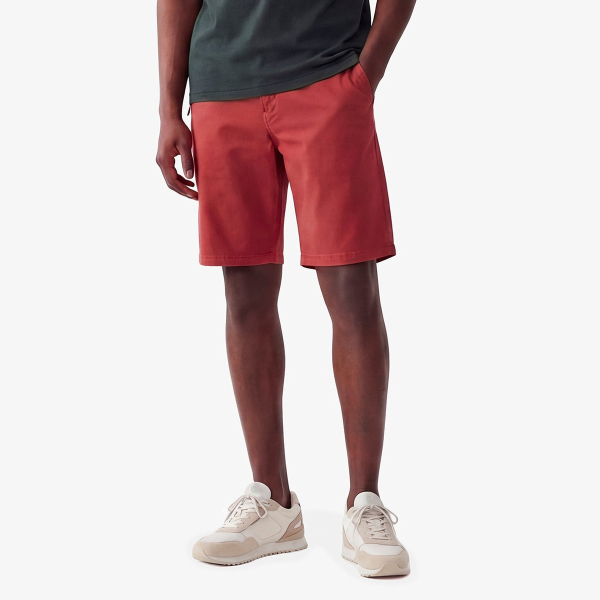 Bermuda 200 coupe droite en coton stretch orange rouille