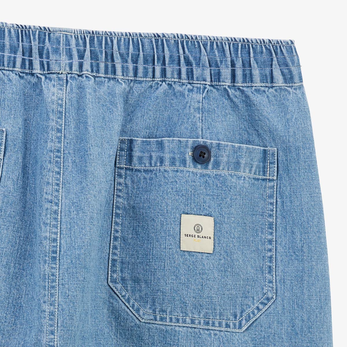 Bermuda 550 en coton coupe ample bleu denim Homme SERGE BLANCO