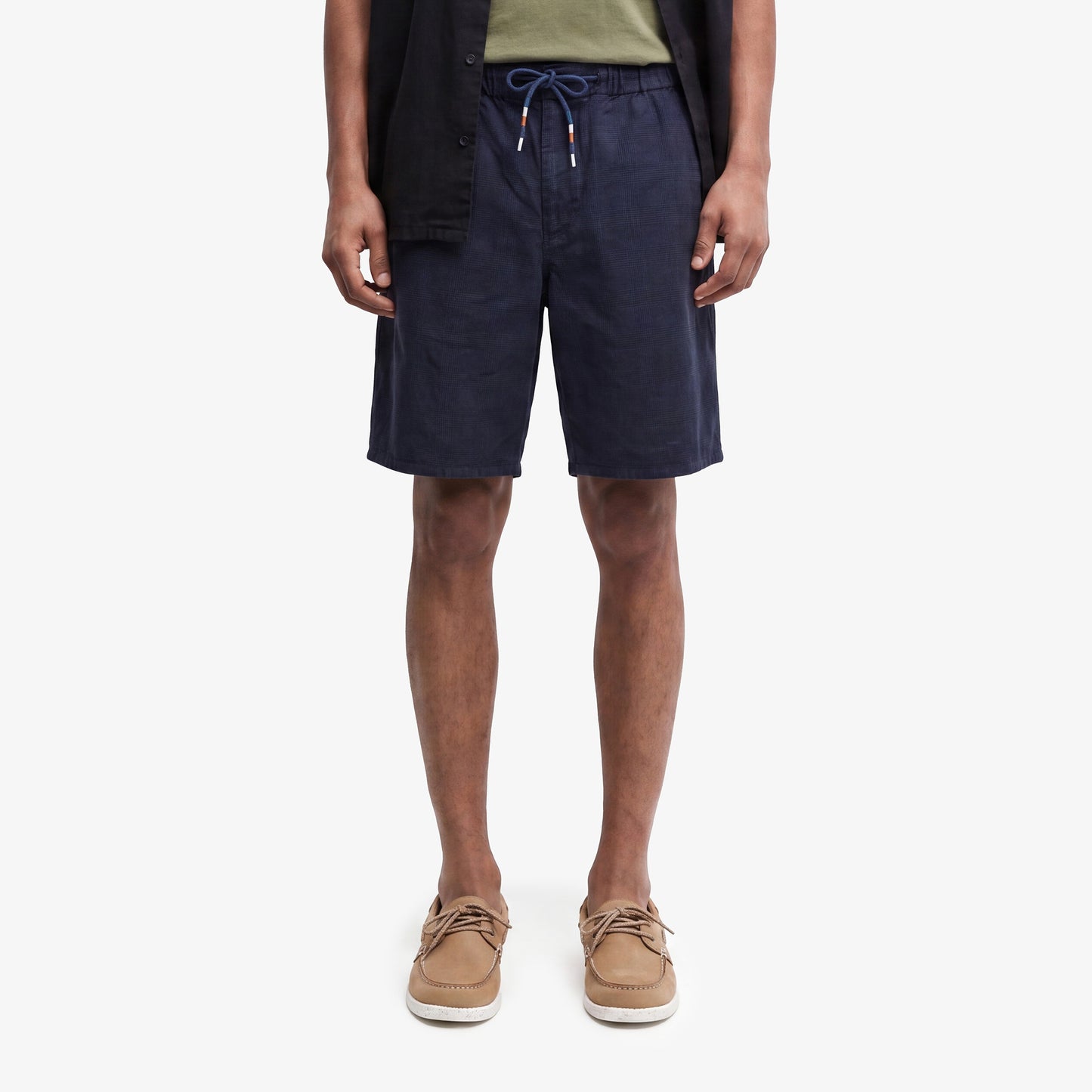 Bermuda 557 en lin et coton coupe ample bleu marine