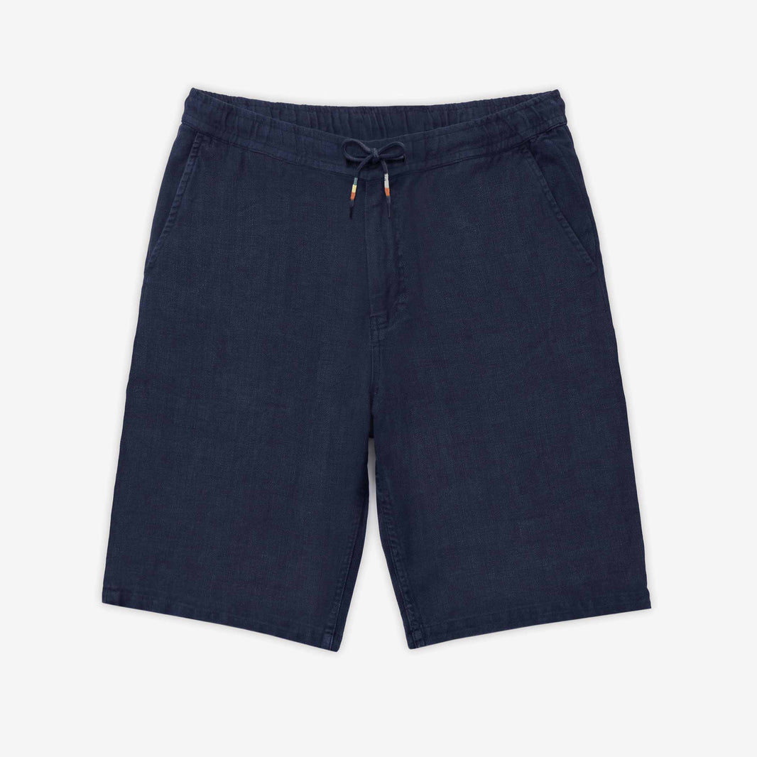 Bermuda 743 Chevrons en lin Bleu Marine Homme SERGE BLANCO