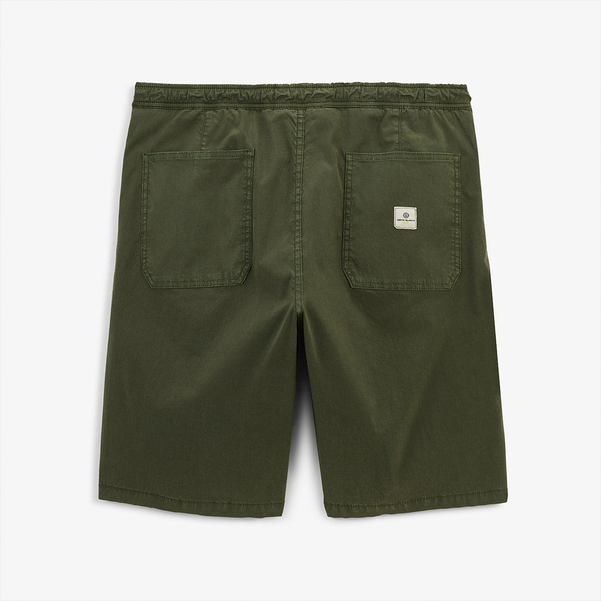 Bermudas 743 con cintura elástica, verde militar, para hombre, de sarga, de BLANCO