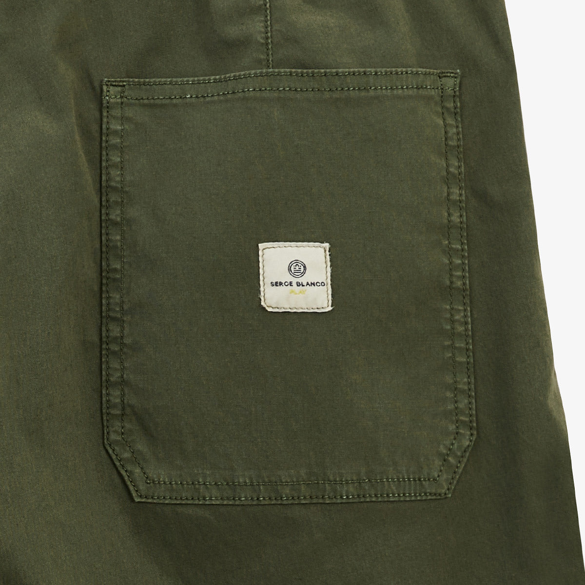 Bermudas 743 con cintura elástica, verde militar, para hombre, de sarga, de BLANCO