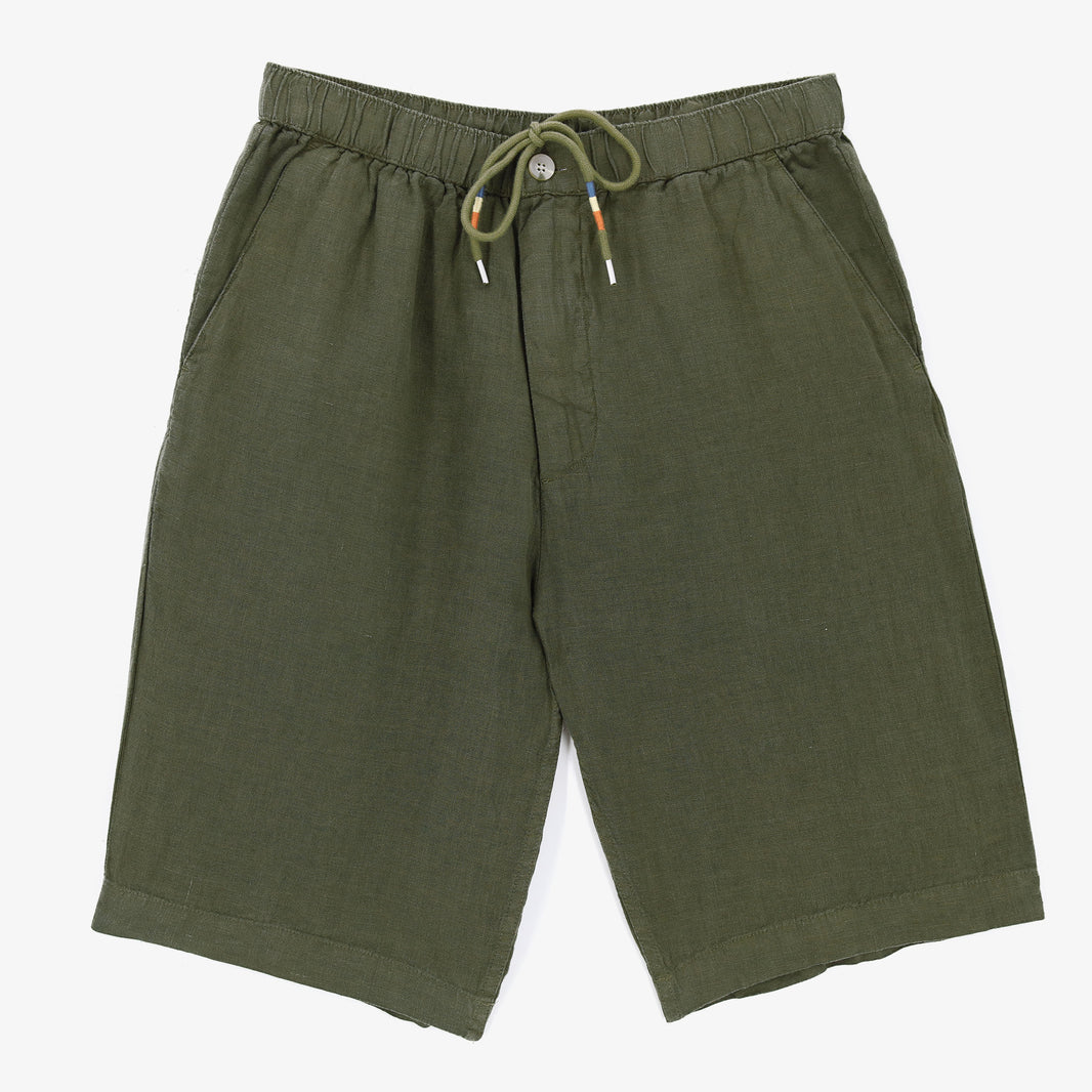Men's Teak Green Linen Bermuda Shorts by SERGE BLANCO