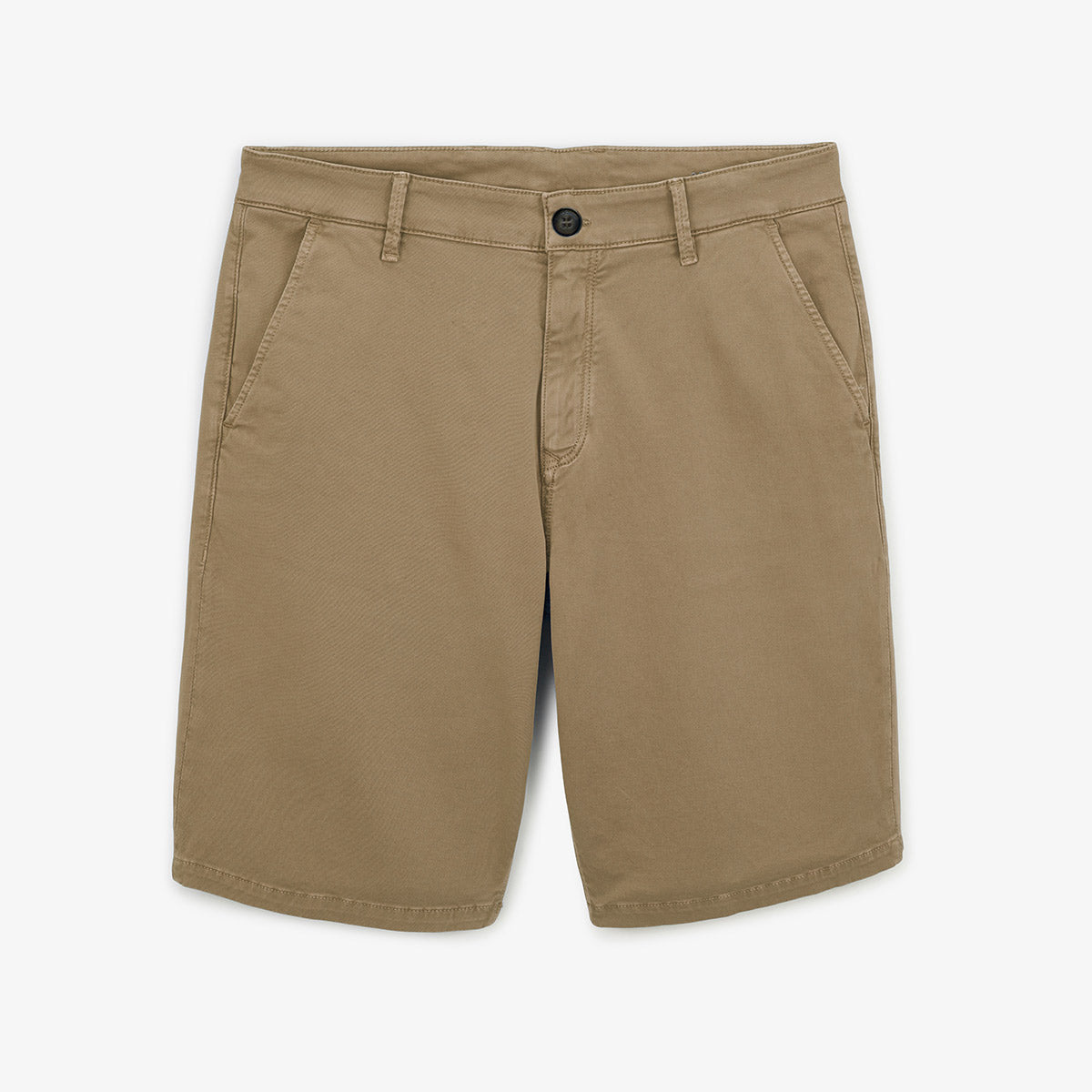 Men's Straight-Leg Beige 200-Denier Stretch Cotton Bermuda Shorts by SERGE BLANCO