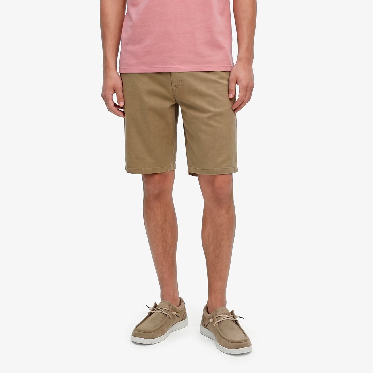 Bermudas 200 de corte recto en algodón elástico beige