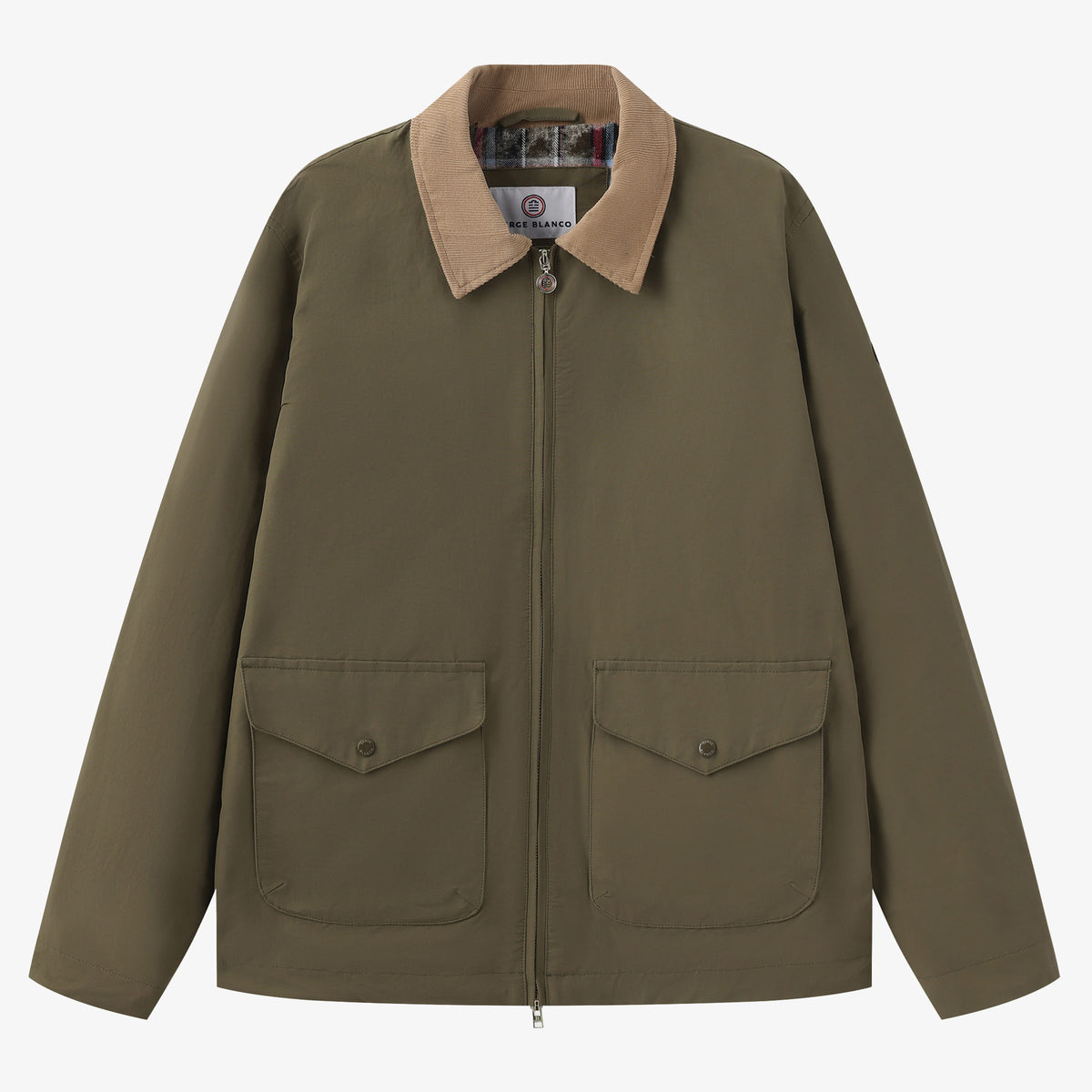 Darlington Jacket with Khaki-Green Contrast Collar for Men by SERGE BLANCO