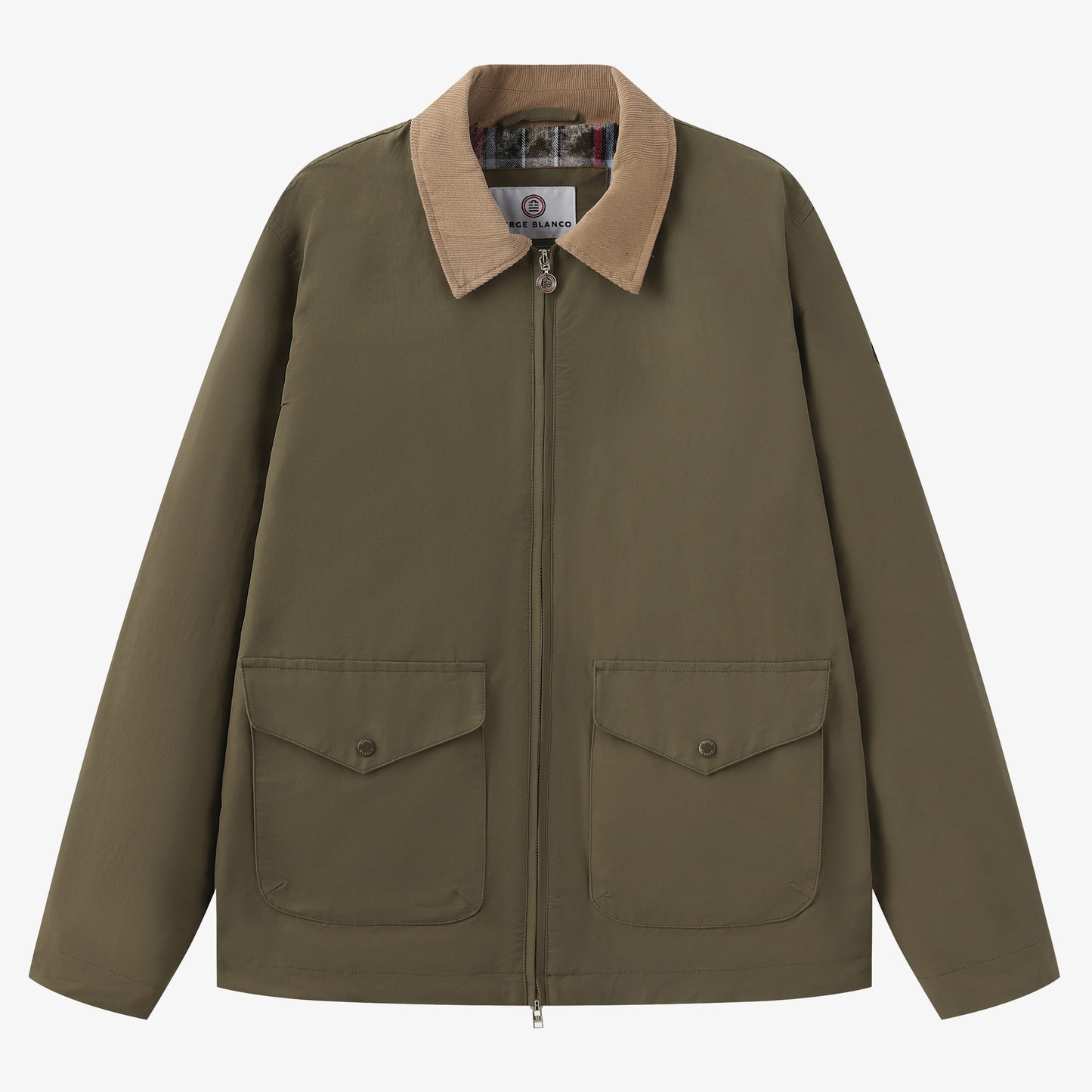 Darlington Jacket with Khaki-Green Contrast Collar for Men by SERGE BLANCO