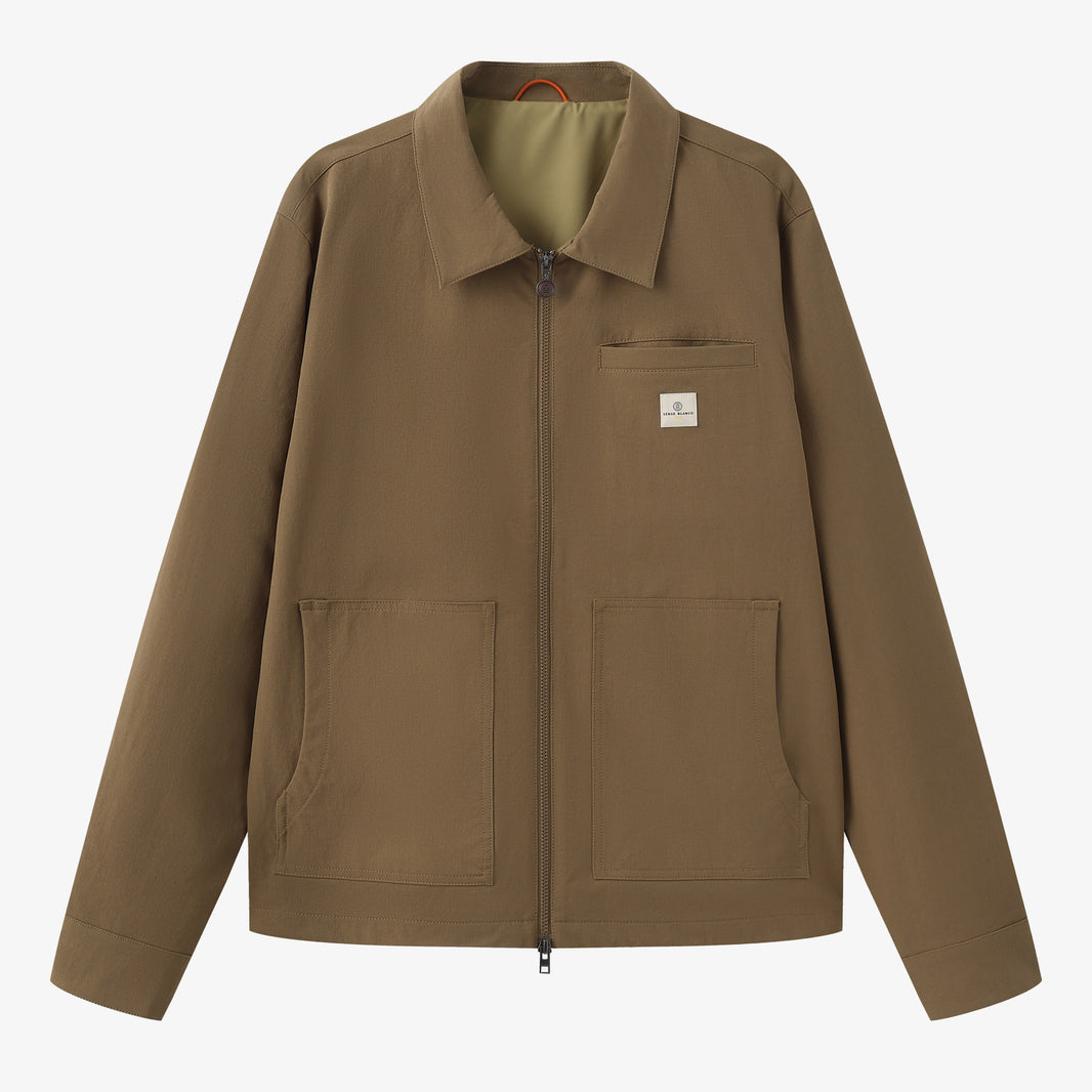 Domi Men's Taupe Bi-Stretch Jacket in Blanco Twill