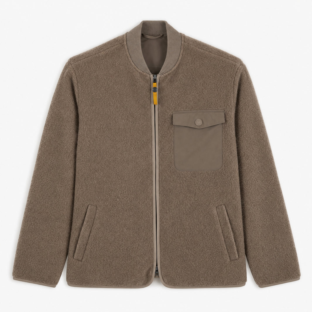Blouson polaire moutonné beige Marcel, vue de face.