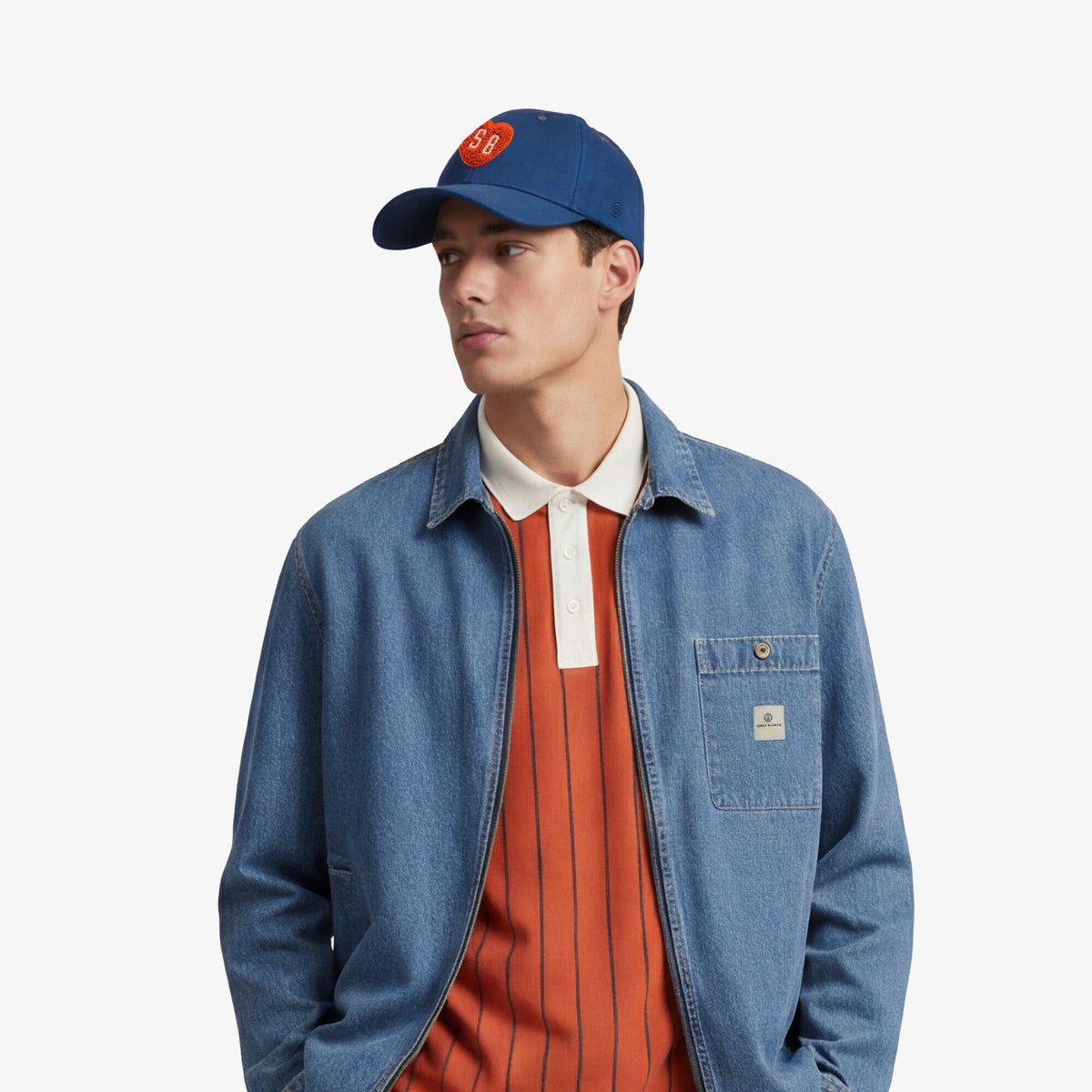 Casquette en coton avec badge coeur SB bleu opale