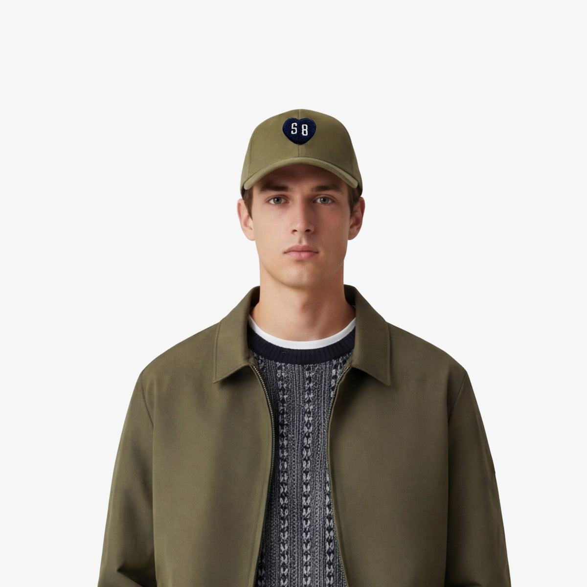 Cotton cap with army green SB heart badge