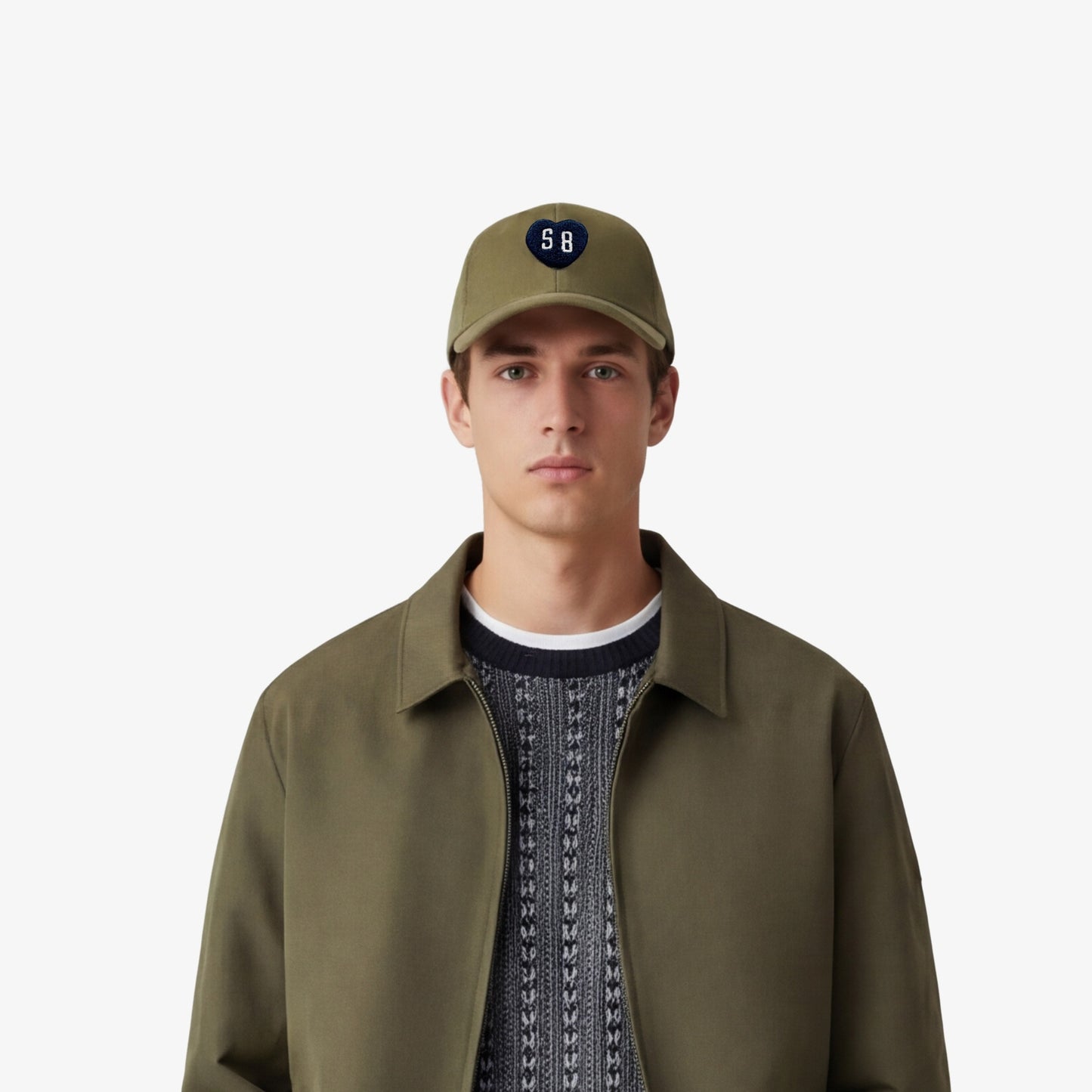 Cotton cap with army green SB heart badge