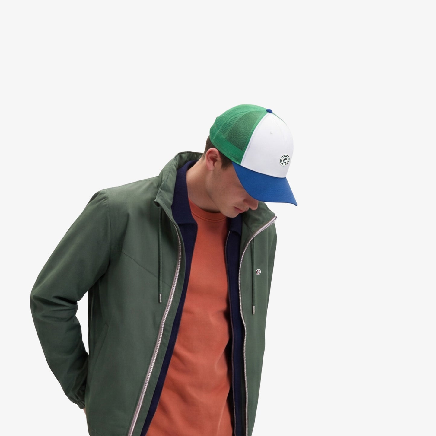 Opal blue and green trucker cap