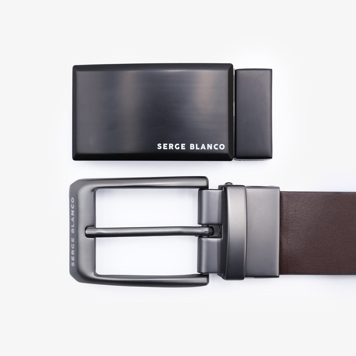 Cintura in pelle bovina nera senza cuciture uomo SERGE BLANCO
