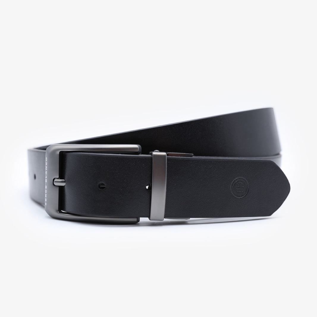 Black Cowhide Leather Belt Without Topstitching for Men SERGE BLANCO