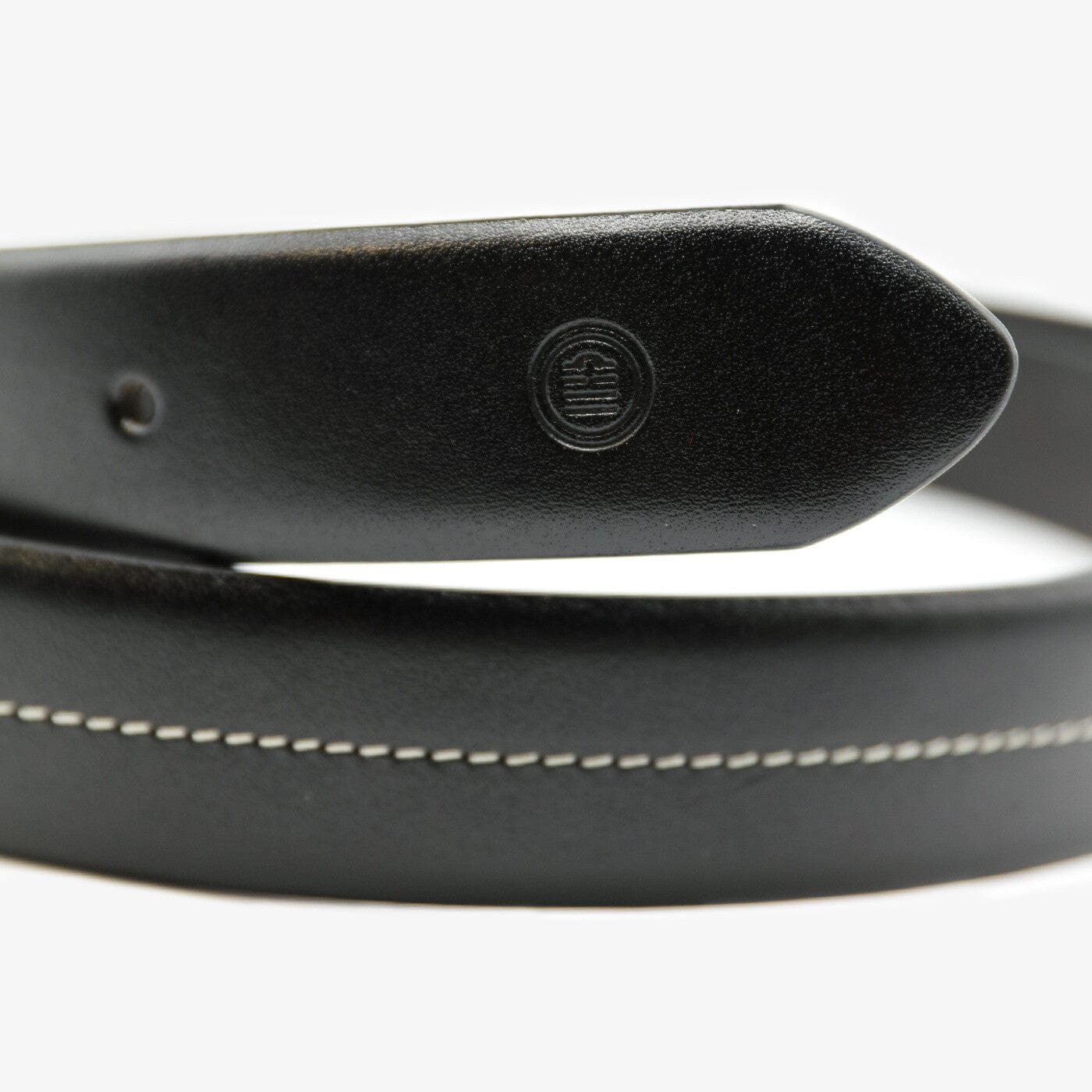 Ceinture en Cuir Lisse Noir Homme SERGE BLANCO